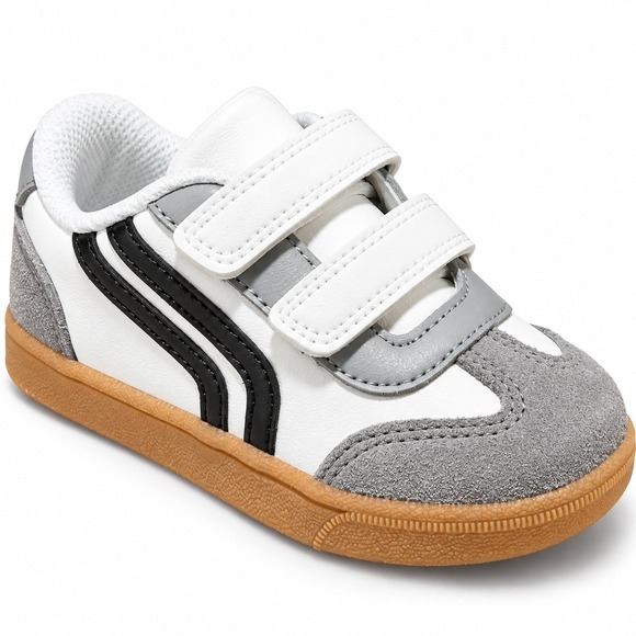 Cat & Jack Other - Cat & Jack Dakota Retro Court Sneakers Baby Boy Size 6 White Gray Faux Leather